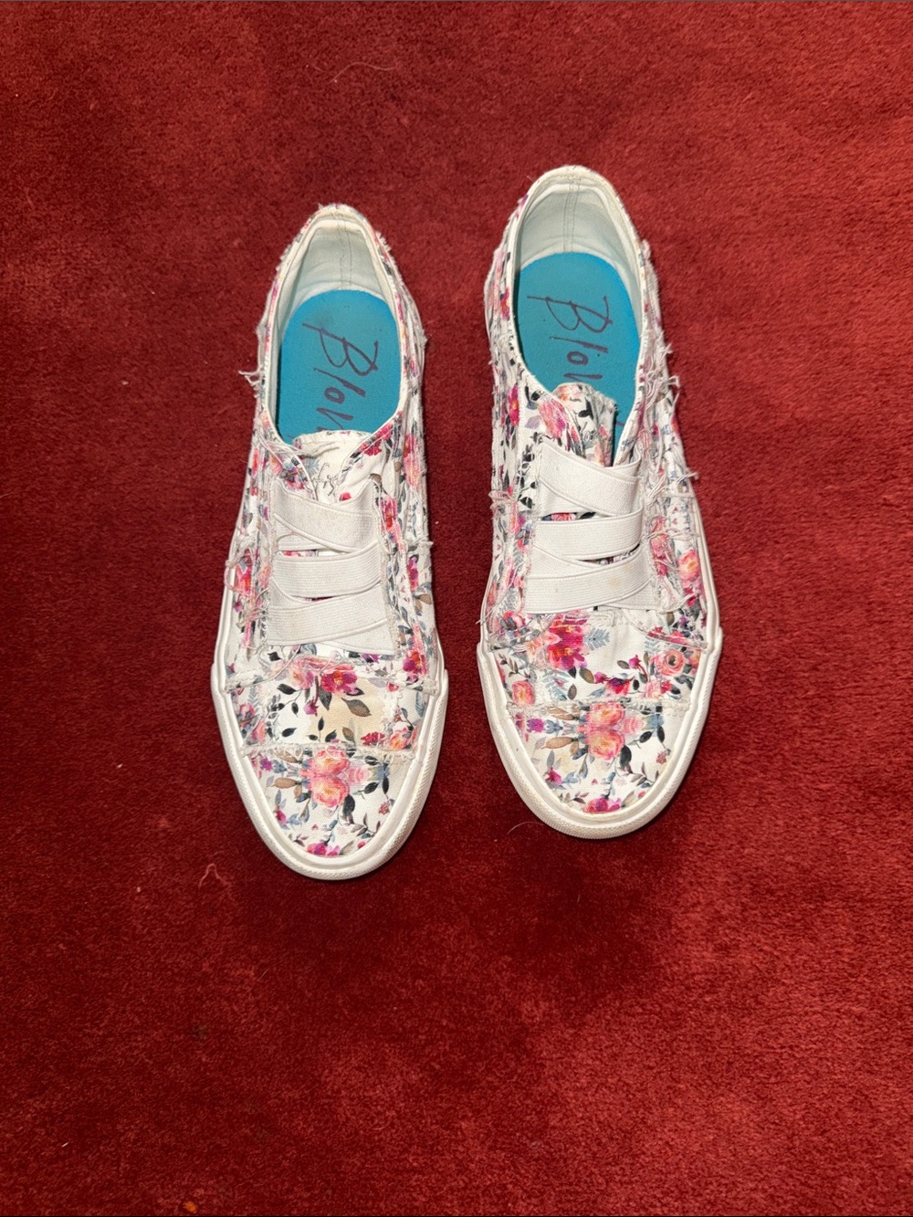 Blowfish White Floral Slip-On Sneakers with Pink Accents
